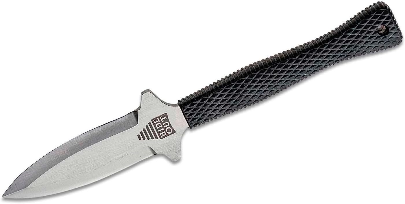 Cold Steel Hide Out 3" Durable Japanese AUS8A Stainless Steel Fixed Blade Spear Point Tactical Outdoor Neck Knife, 3-1/2" Kray-Ex Handle, Resistant Secure-Ex Sheath