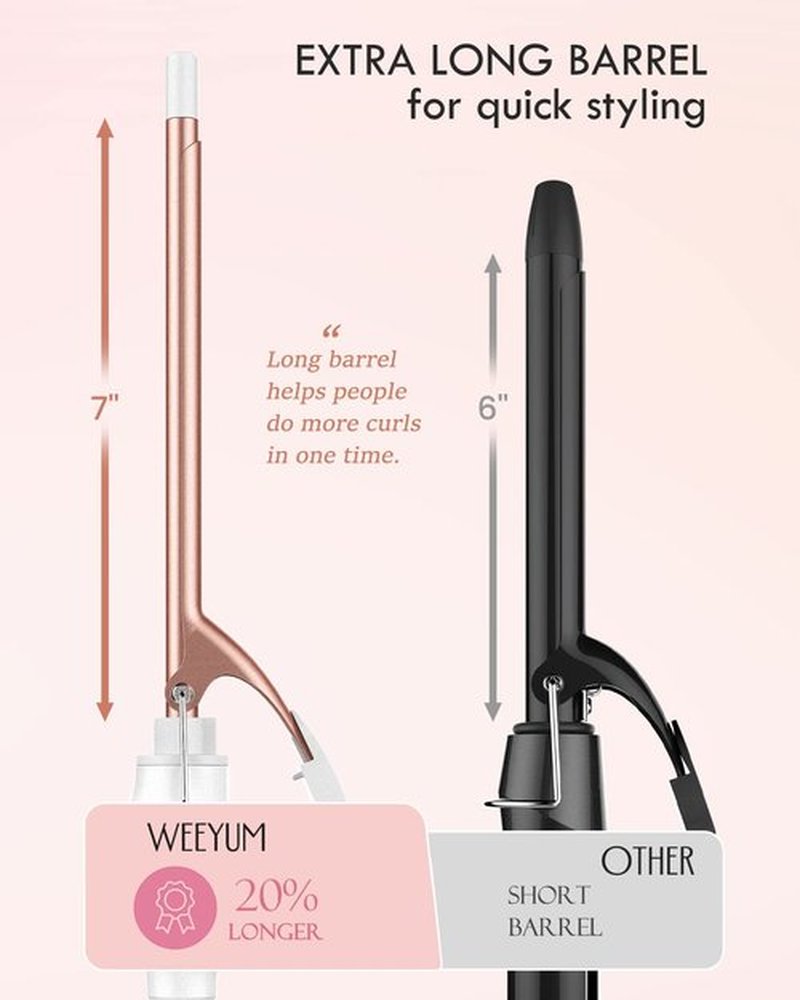 WEEYUM 3/8 Inch Small Curling Iron, 9mm Curling Wand for Short Long Hair, Thin Curling Iron Ceramic Tourmaline Barrel