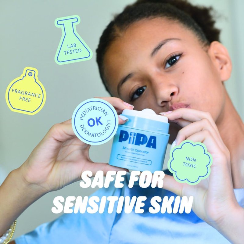 Pipa Skincare Smooth Operator Kids Face Moisturizer 1.7 oz | Clean, Non-Toxic, Hypoallergenic, Fragrance-Free Lotion | Multi-Vitamin Ceramides Cream | Gentle Skin Care Birthday Gift for Tweens