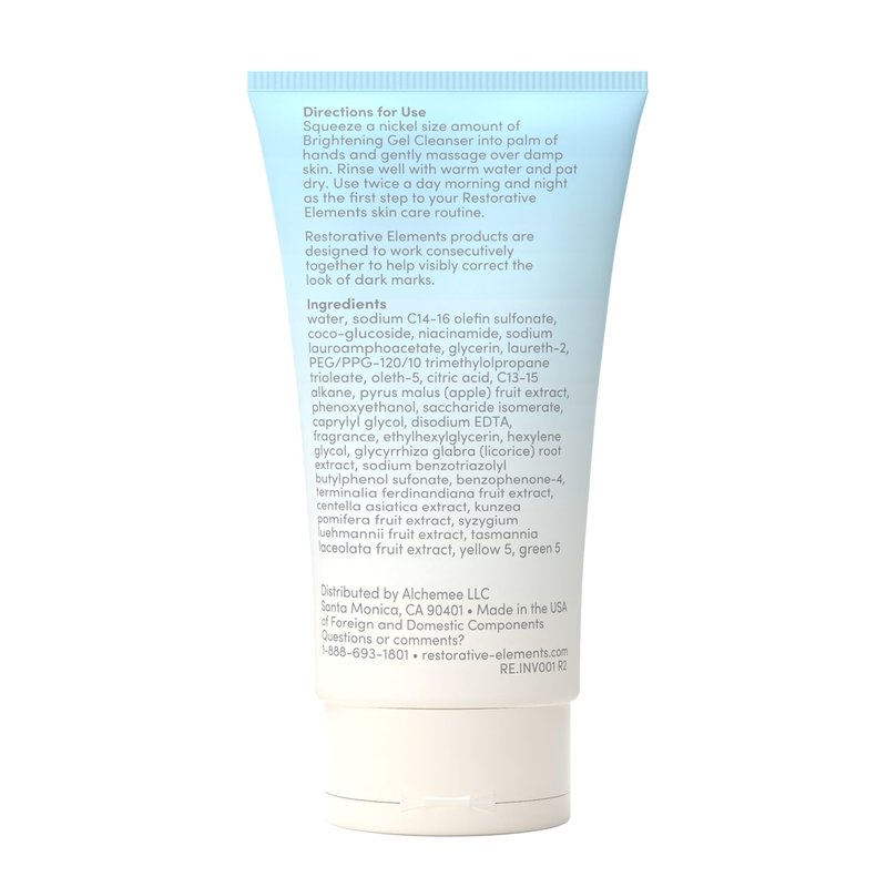 Restorative Elements Brightening Gel Cleanser – 2 fl oz. / 59 ml | Vitamin C with Niacinamide Dark Spot Cleanser