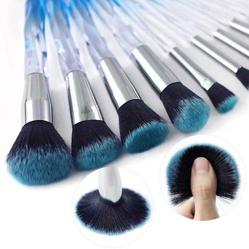 Makeup Brush Professional, Acrylic Diamond Handle Make Up Brushes Series for Full Face Foudation Blush Eyeshadow Concealers Powder Transparent Beauty Tools