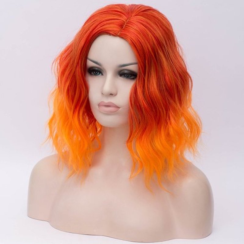 Cying Lin Short Bob Wavy Curly Wig Orange Wig For Women Cosplay Halloween Wigs Heat Resistant Bob Party Wig Include Wig Cap (Orange)