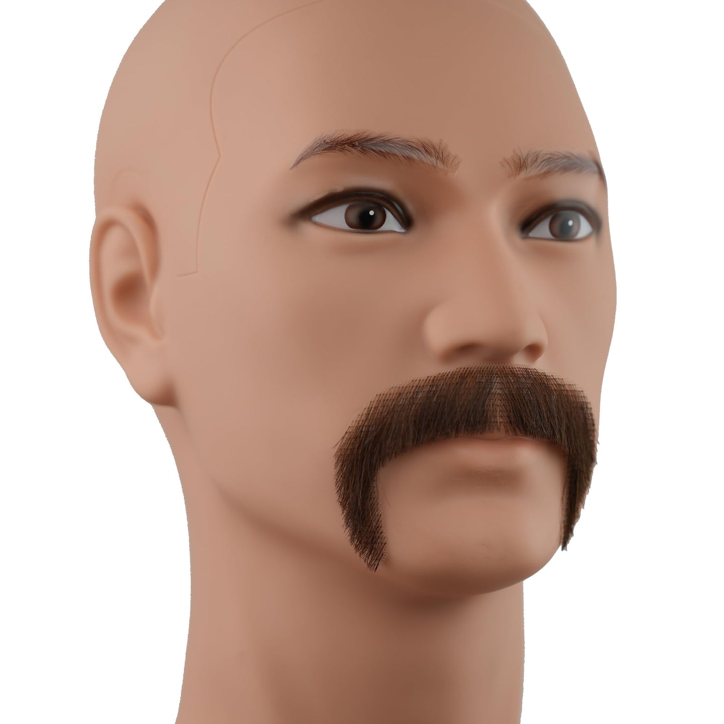 CliCling Human Hair Fake Beard One Pair of Hand tied Mustache for Men Realistic Lace Invisible False Beards for Costume Party Halloween Theater Performance (Black Brown)