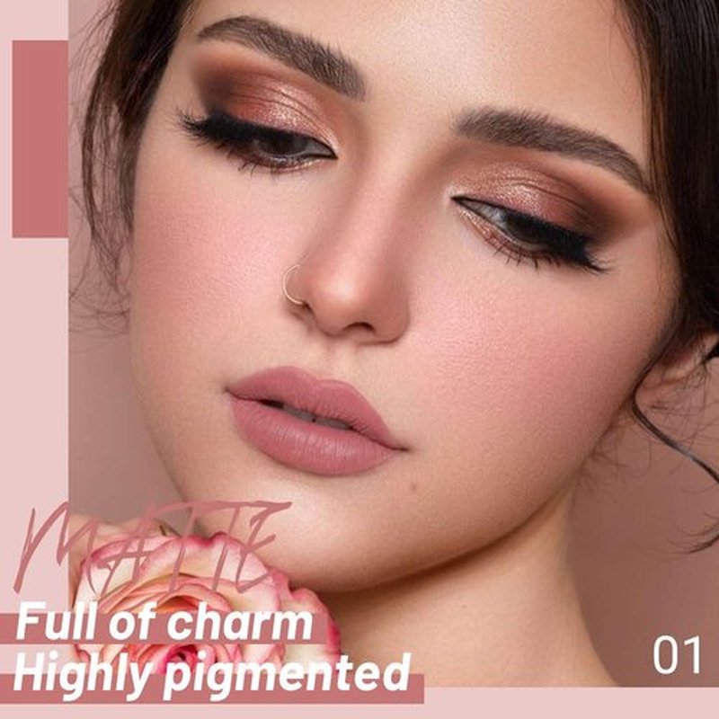 JUAAZIN Dusty Pink Matte Liquid Lipstick, With Highly Pigmented and Rich Colors Lip Gloss, Long-Lasting Wear Non-Stick Cup Not Fade Waterproof Lipstick Makeup for Women(Dusty Pink 01#)