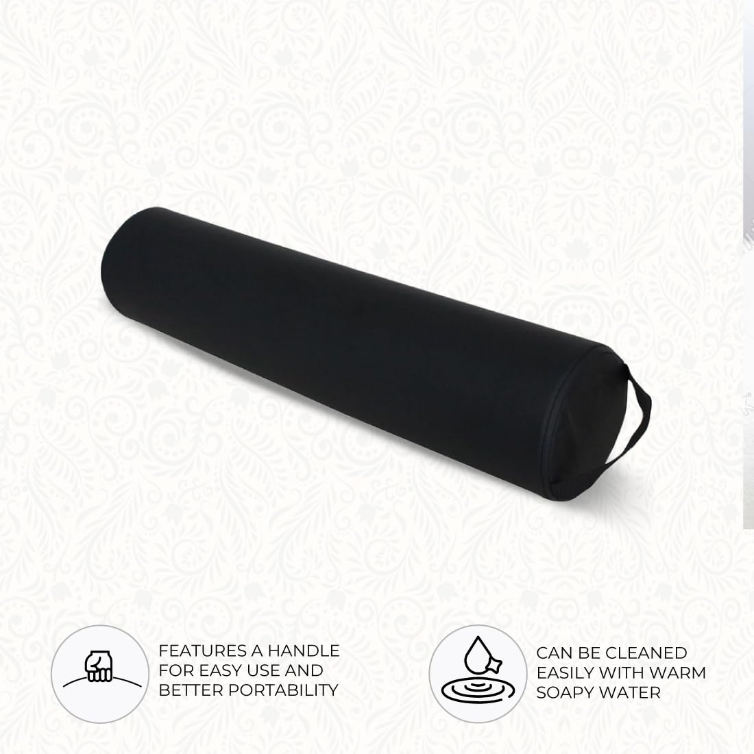 ForPro Full Round Bolster Pillow, Crème, Oil and Stain-Resistant, for Massage and Yoga, 6” R x 26” L