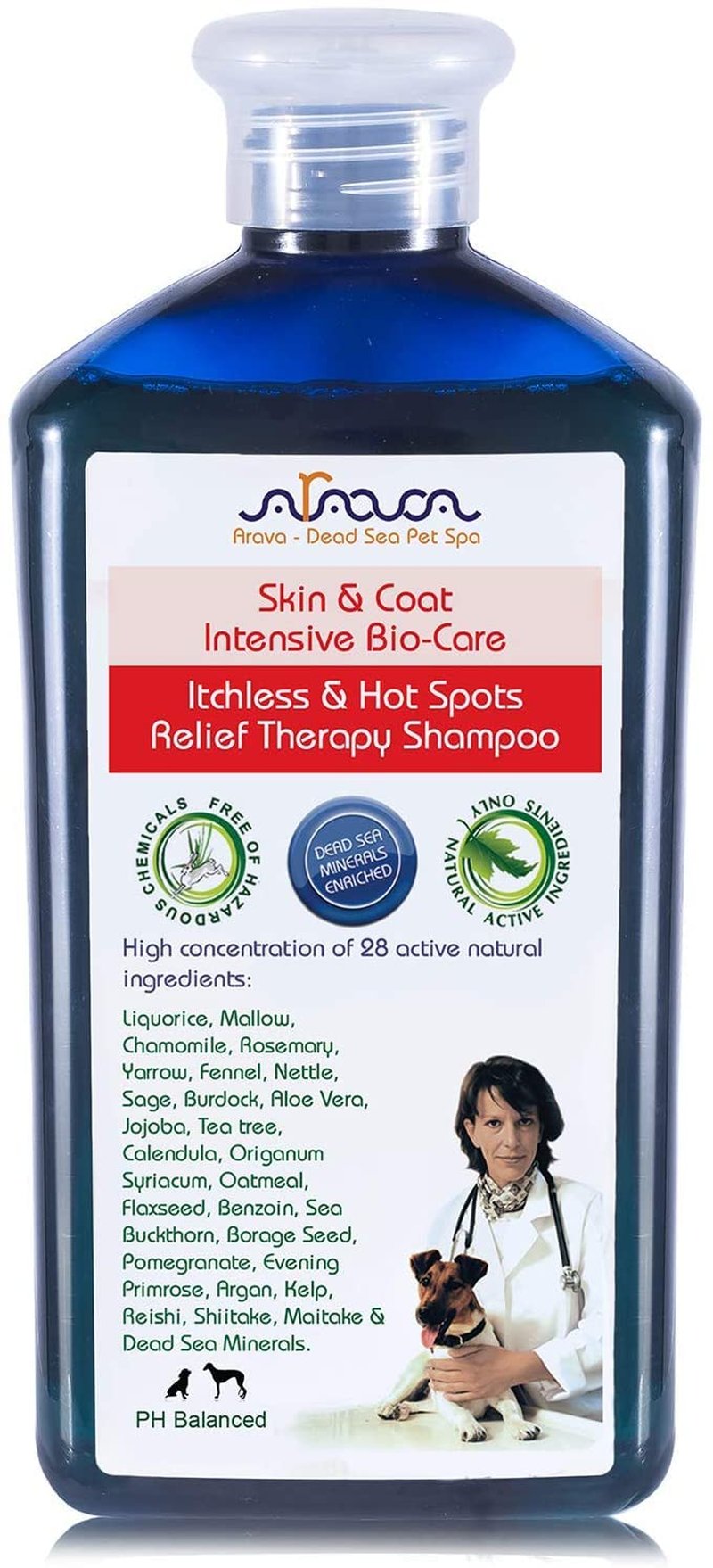 Arava Natural Medicated Dog Shampoo – Anti Yeast Anti Itch Dog Shampoo - Healthy Skin & Coat - First Aid in Hot Spots Ringworm Scrapes Abrasions & Dermatologic Infections - 400ml / 13.5 fl oz