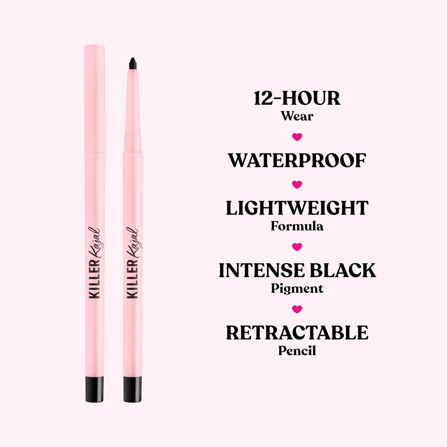 Too Faced Killer Kajal 12 Hour Longwearing Intense Black Eyeliner | Waterproof + Smudge Proof, 0.01 Ounce