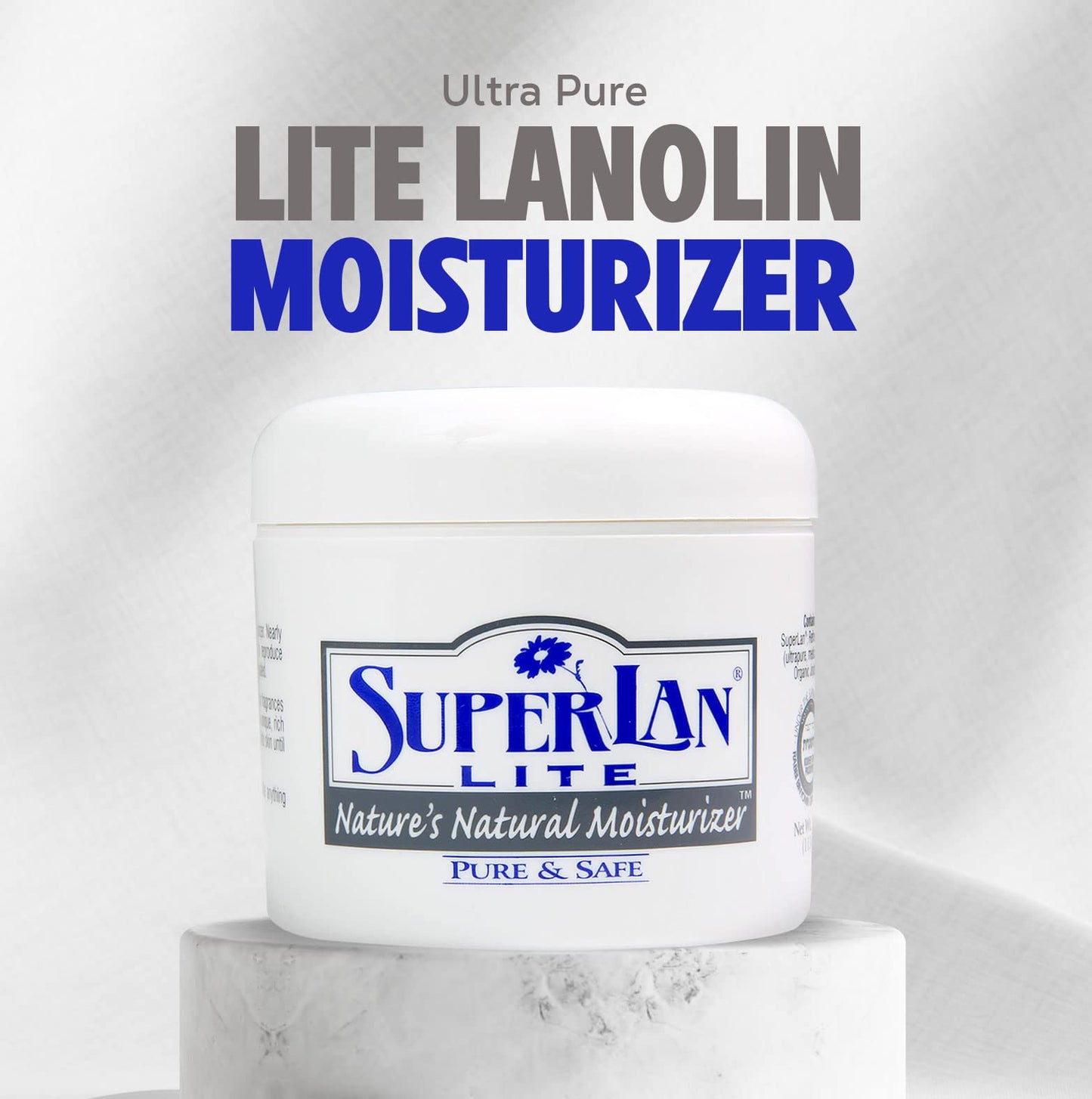 superlan Moisturizer Lanolin Cream 4 oz with Jojoba Oil for Hot, Dry & Cold Weather - Lightweight Creamy Formula with Medical-Grade Lanolin & Jojoba Oil - Moisturizer for Hands, Feet, Body, and More