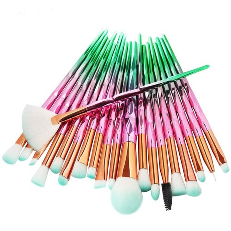 KOLIGHT 20pcs Cosmetic Makeup Brushes Set Eyeshadow Lip Brush for Beautiful Female (pink green)