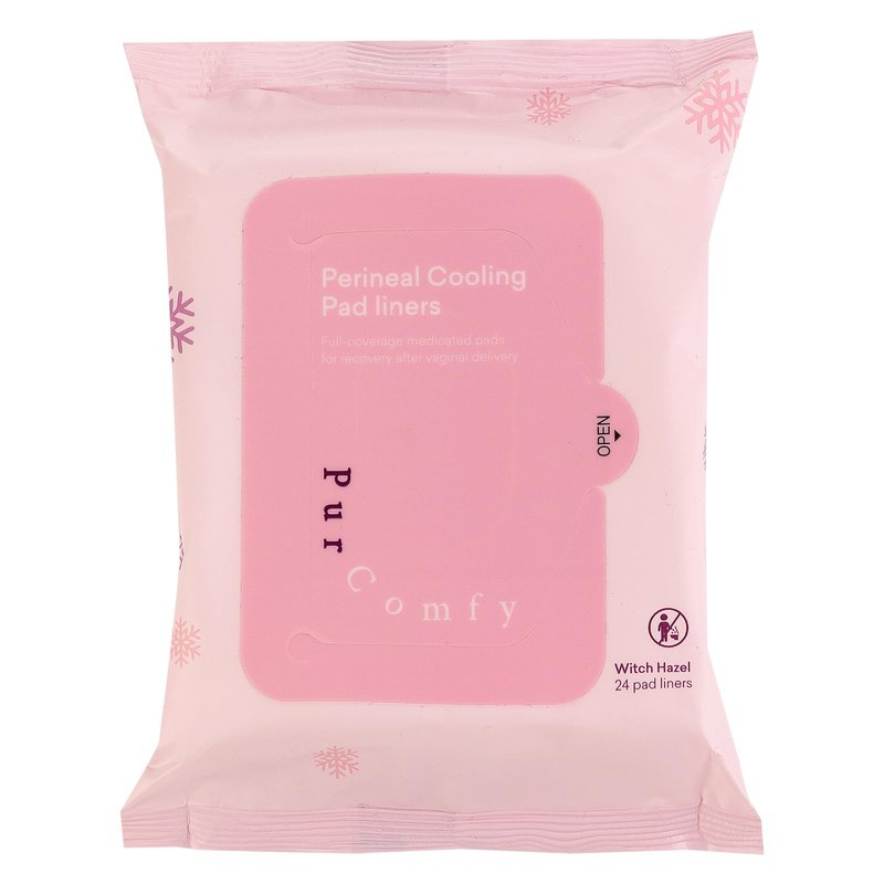 PurComfy Perineal Cooling Pad Liners, Witch Hazel Long Pad Liners for Postpartum Care, Postpartum Essentials for Pain Relief After Birth - 24 Count