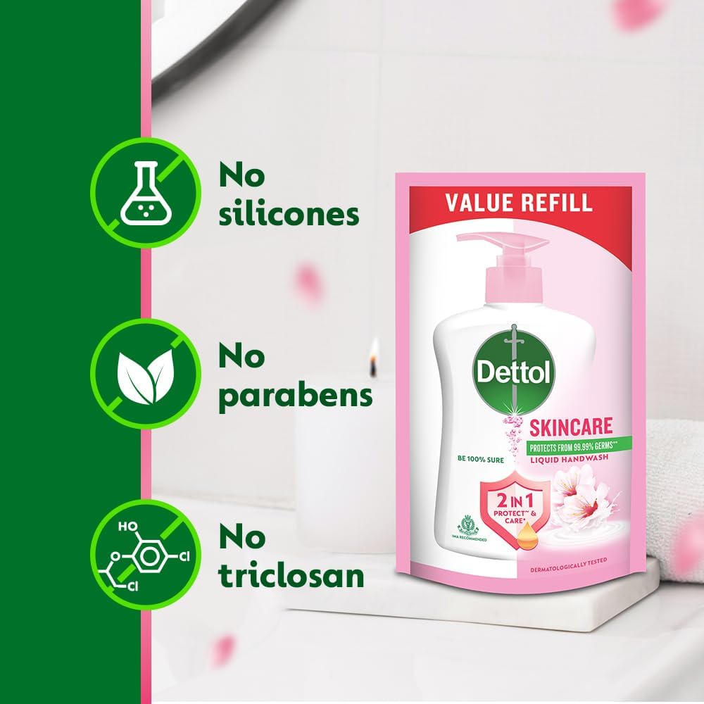 Dettol Skincare pH Balanced Liquid Handwash Refill Pouch (175ml) pack of 3