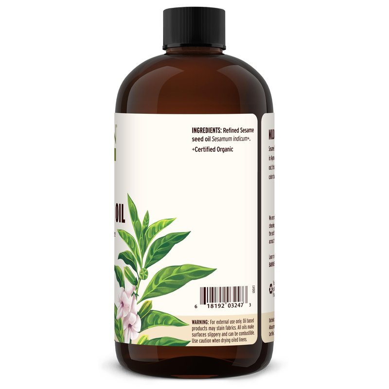 Banyan Botanicals Refined Sesame Oil – Organic Sesame Oil for Skin, Body, Hair & More – Multiple Sizes – 24 oz – Non GMO Sustainably Sourced Vegan