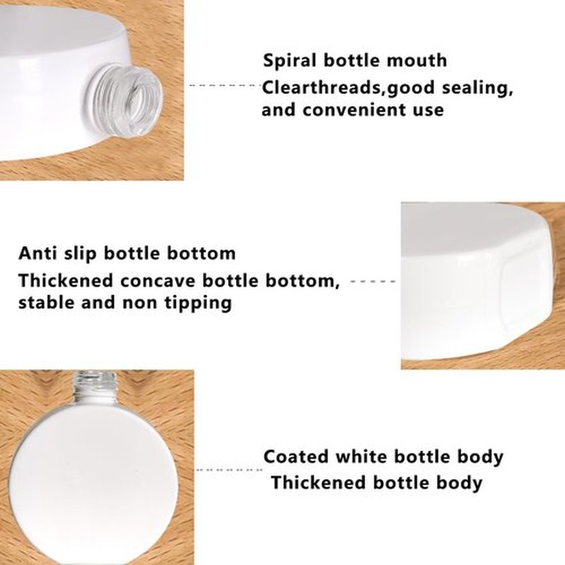 PYAWI 6Pcs, 2 oz White Glass Dropper Bottles for Essential Oils ,60ml flat round perfume bottle with Eye Droppers, for Essential Oils, Perfumes, Serums - Leakproof for Travel (A-White)