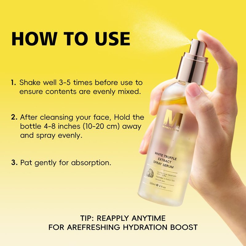 MSMEESUYA White Truffle First Spray Serum, Hydrating Face Mist & Lightweight Facial Mist, Glow Boost Moisturizing Formula for Radiant, Smooth Skin, Non-Comedogenic, 120ml/ 4.05 fl oz