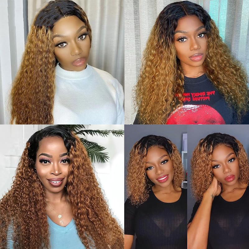 Ombre Human Hair Bundles Honey Blonde Water Wave Bundles 8A Grade Unprocessed Brazilian Virgin Remy Hair 1 Bundle 26 Inch Blonde Ocean Wave Bundles Hair Extensions