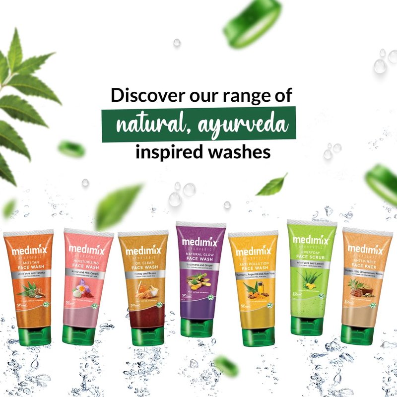 Medimix Ayurvedic Face Wash for All Skin Types - Soap Free - Paraben Free (100 ml / 3.4 oz)