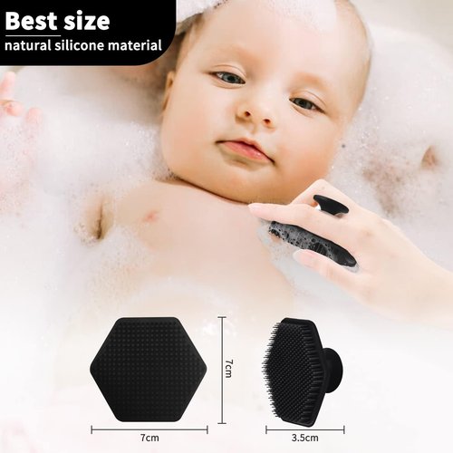 VWMYQ 2 Pack Face Scrubber, Silicone Loofah, Body Wash Scrubber, Body Scrub Brush, Body Scrubbers for Use in Shower, Silicone Loofah Body Scrubber, Exfoliating Body Scrubber Mens Women, (2PC Black)