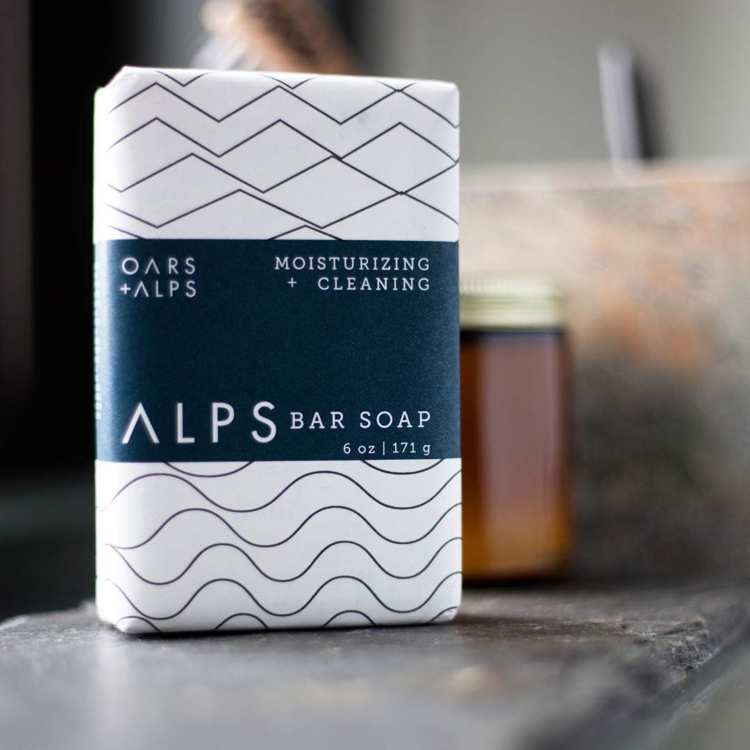 Oars + Alps Blue Charcoal Exfoliating Men's Bar Soap, Dermatologist Tested and Made with Clean Ingredients, Travel Size, 3 Pack, 6 Oz Each