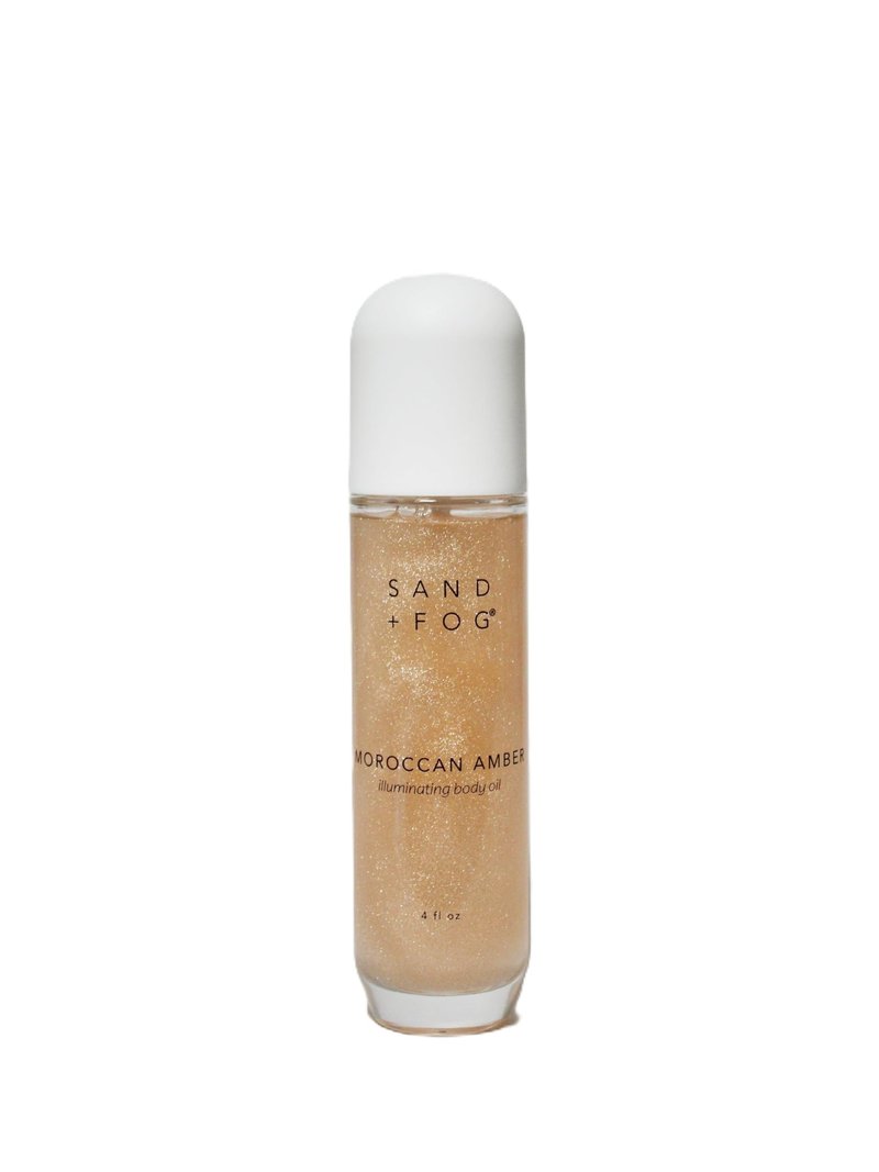 Sand + Fog Moroccan Amber Illuminating Body Oil, Shimmer Oil, 4 fl oz