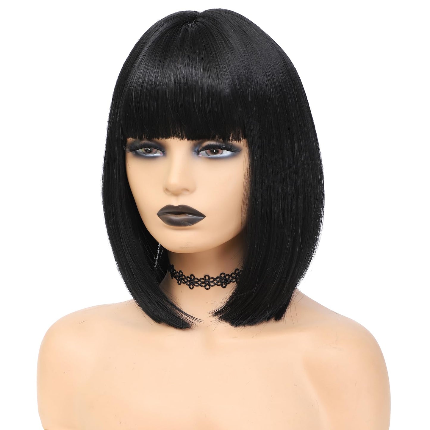 MINLEE Blake Bob Wig With Bangs for Women 12 Inch Straight Bob Wig Blake Wigs Synthetic Heat Resistant Colorful Wig for Cosplay Party Use