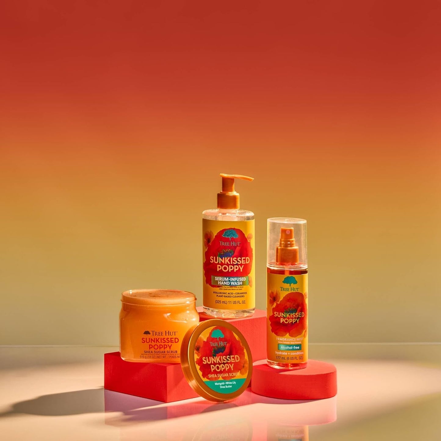 Tree Hut Sunkissed Poppy Hair & Body Mist, Hydrating & Alcohol-Free Body Spray, Fragrance with Clementines with Lilly & Amber Notes, Alcohol-Free Formula, 6 Fl Oz.