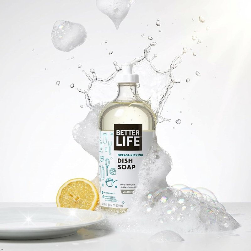 Better Life Liquid Dishwashing Soap - Unscented Kitchen Soap for Sensitive Skin | 22 Fl Oz