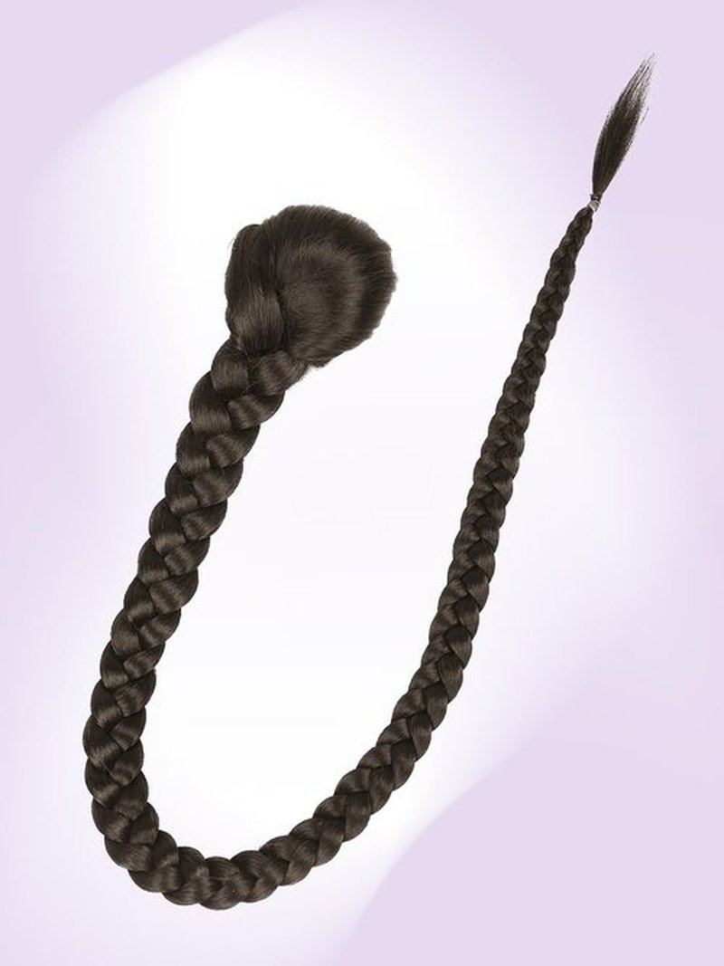 WIGER Drawstring Braided Ponytail for Women 34 Inch Long Dark Brown DIY Ponytail Extensions Yaki Straight Clip-In Hair Extension Synthetic Braided Hairpieces for Daily or Costumes