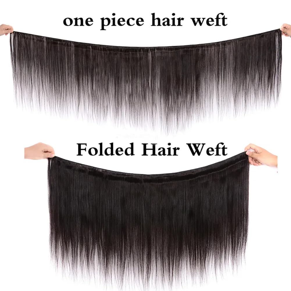 MIRONICA Straight Human Hair Bundles 10 Inch 12A Brazilian 1 Bundles Human Hair 100% Unprocessed Virgin Hair Double Machin Weft for Black Women Natural Black Color Hair Extensions