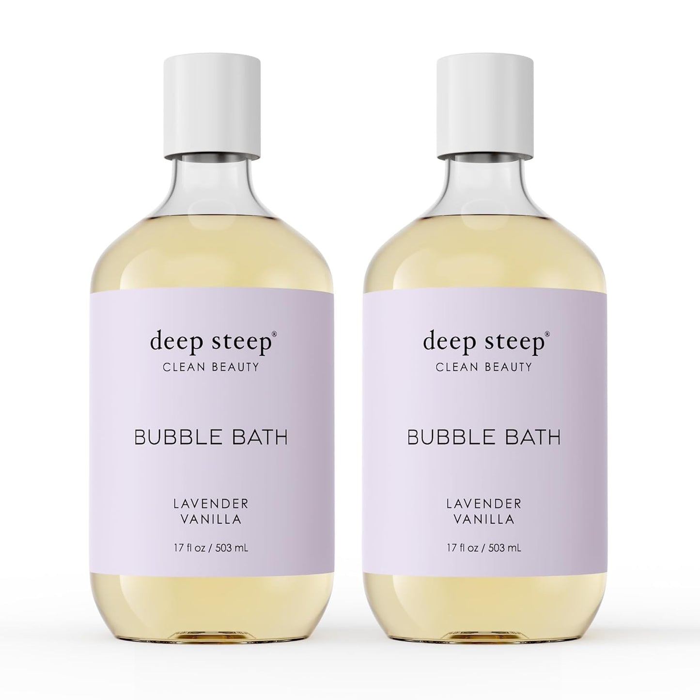 Deep Steep Bubble Bath, Lavender Chamomile, 17 oz (Pack of 2) – Soothing Soak with Shea Butter, Argan Oil, Aloe Vera & Coconut Oil – Vegan, Sulfate-Free, PH-Balanced Clean Beauty