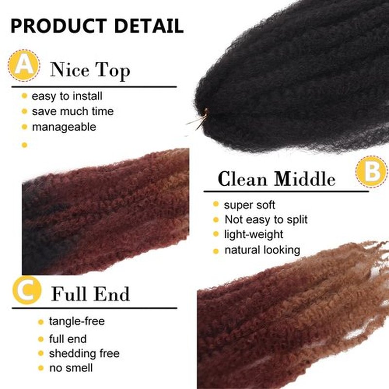 Marley Crochet Braids Hair 24 Inch 8 Packs Afro Kinky Marley Twist Braiding Hair Synthetic Curly Twist Marley Hair Long Springy Afro Twist Hair Extensions (TB/30/27#, 24 Inch (Pack of 8))