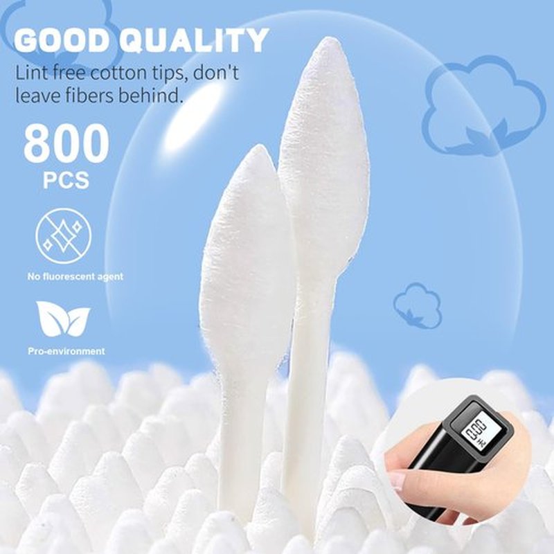 Pointed Tip Cotton Swabs, 800 Count Double Precision Tips with Paper Stick, Cotton Buds for Makeup, Personal Care, Crafts