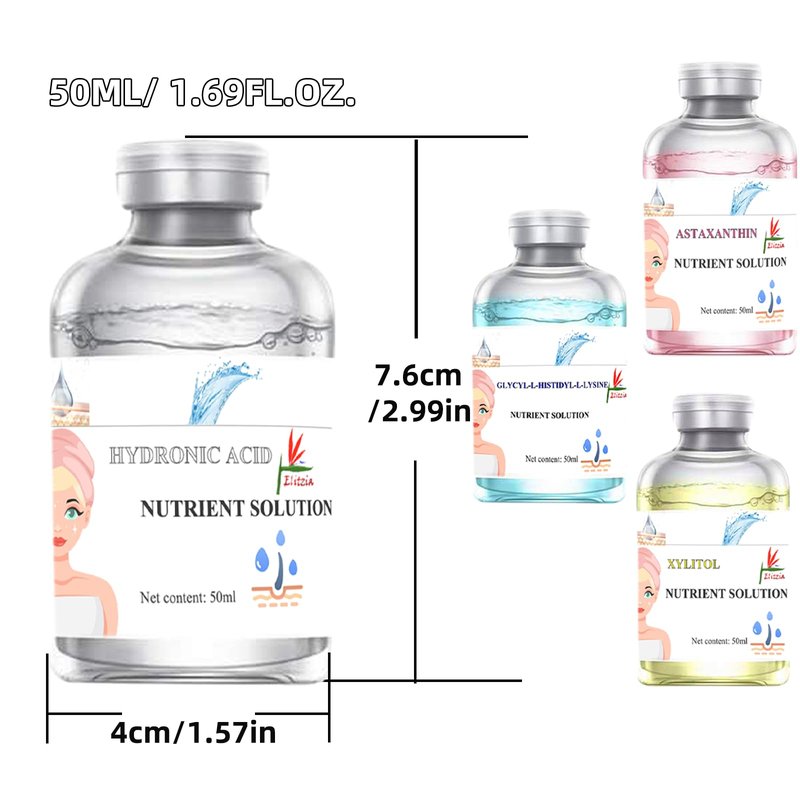 Elitzia Oxygen Facial Machine Oxygen Infusion Device Oxygen Sprayer Facial Nutrient Solution Set SPA Skincare Anti Aging Beauty Salon Machine 1.69fl.oz Per Bottle