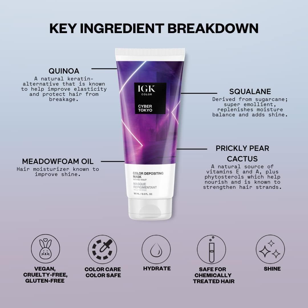 IGK Color Depositing Toner & Conditioning Hair Mask | Semi-Permanent | Hydrate + Shine | Vegan + Cruelty Free