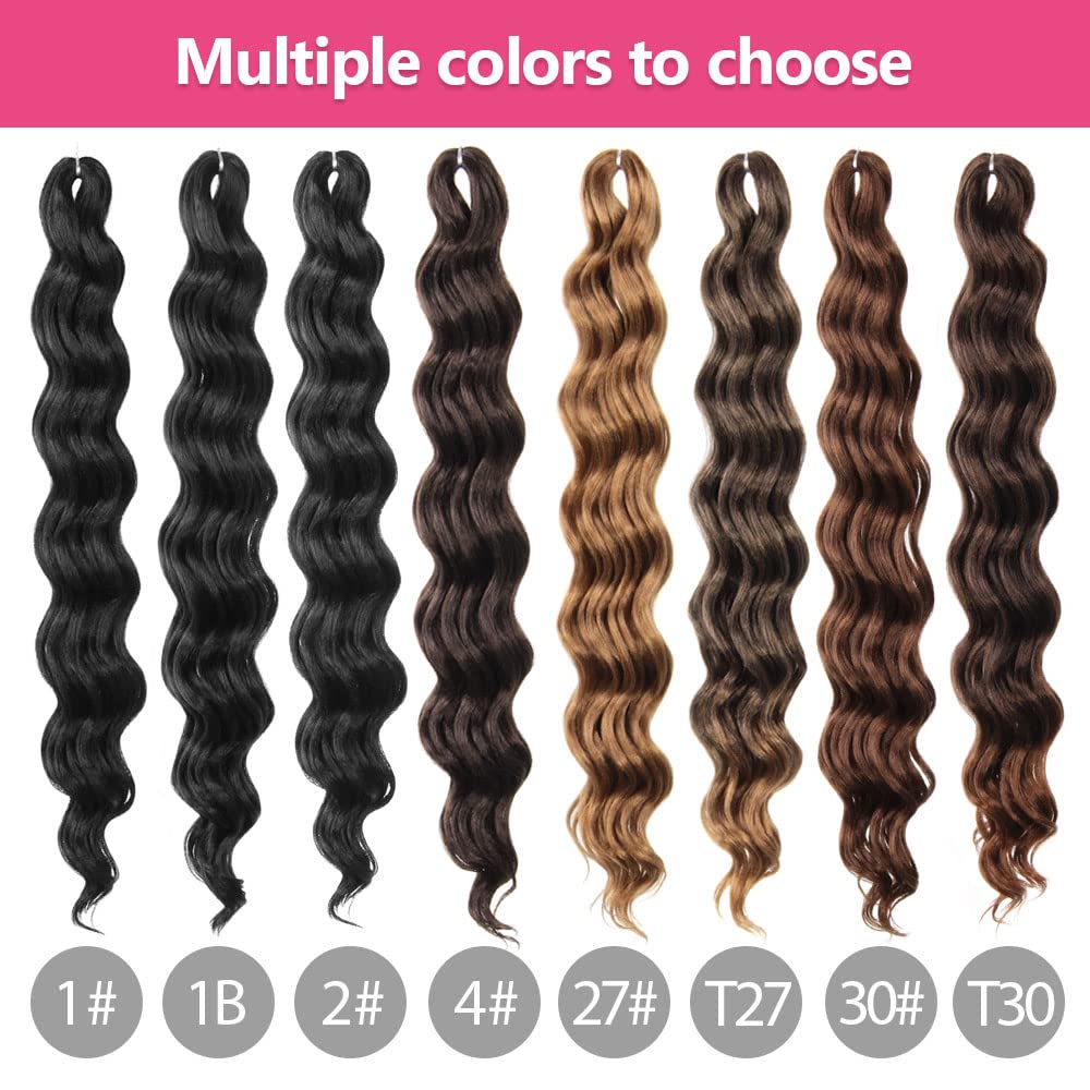 Niseyo NU Short Ocean Wave Crochet Hair 9 Inch 8 Packs Deep Wave Crochet Hair Synthetic Wavy Crochet Braids (T30 Ombre Light Brown)