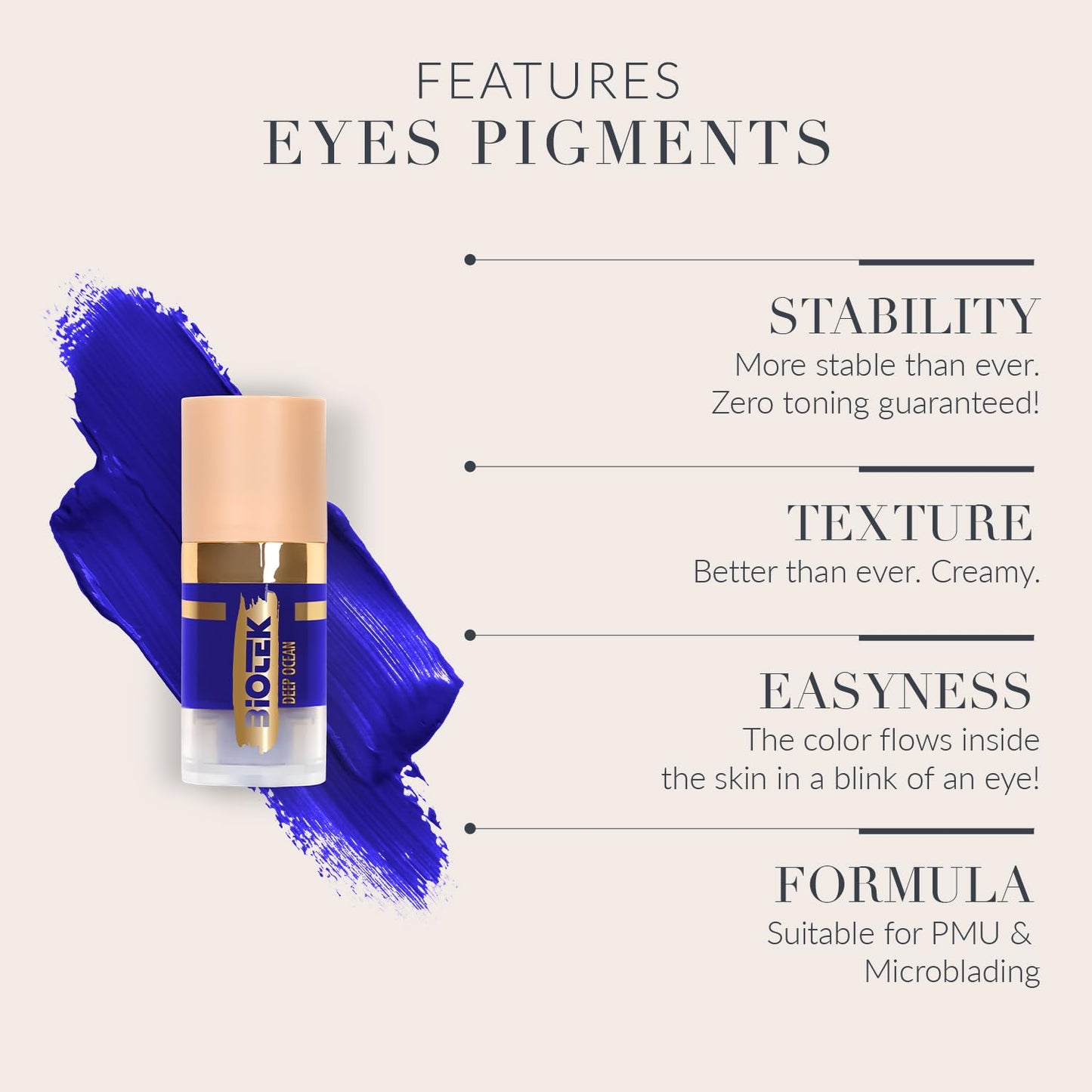 Biotek Eyes Pigment for Permanent Makeup - Intense Blue Color for Eyes and Eyeliner - Made in Italy - Deep Ocean 0,24 fl.oz.