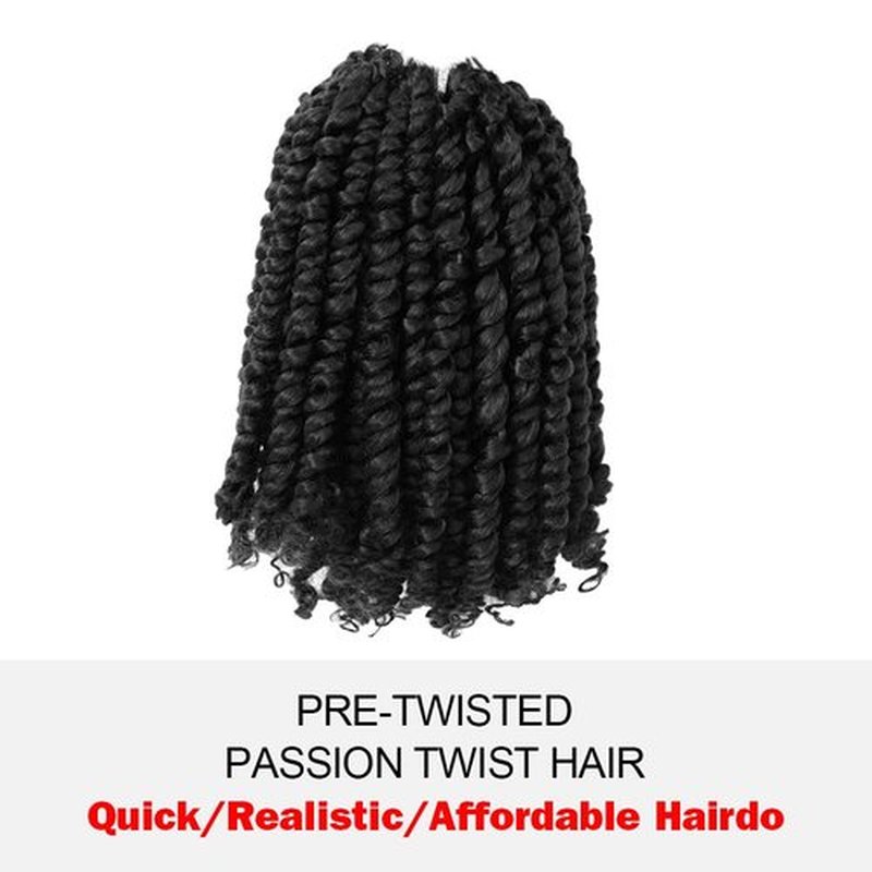 Wudas Short Passion Twist Hair 6 Inch Pre-twisted Passion Twists Crochet Hair Natural Black Pre-looped Synthetic Crochet Braids (7 Packs,1B)