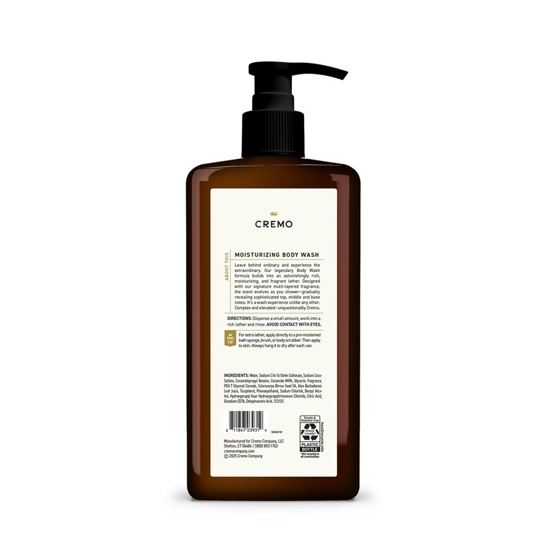 Cremo Rich-Lathering Bourbon & Oak Body Wash for Men, 32 Fl Oz