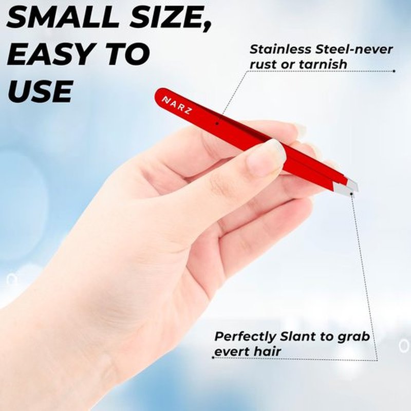 Professional Tweezer for Facial Hair Women & Men Stainless Steel Precision Tweezers for Ingrown Hair Tweezers for Men & Women (Red)