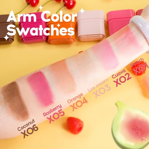 Qifylmaf 6 Color Dewy Cheek & Lip Multi Balm, Multi-purpose Makeup Hydrating Blush Stick Beauty Solid Moisturizer Stick, Waterproof Natural Nude Makeup for All Skin (# 06, 0.35 Oz)