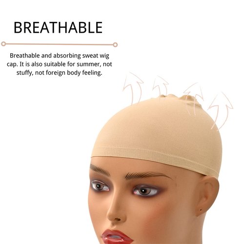loceast 100 Pieces Wig Caps, Stretchy Nylon Wig Caps Stocking Caps for Women Lace Front Wig Stocking Caps for Wigs (Skin color Wig Caps)