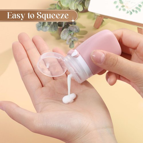 WXOIEOD 1 oz Travel Bottles, Leakproof Silicone Squeeze Bottle Mini Travel Size Container for Toiletries Lotion Shampoo and Conditioner Liquid Salad Dressing to go Condiment, TSA Approved, 4 Pack