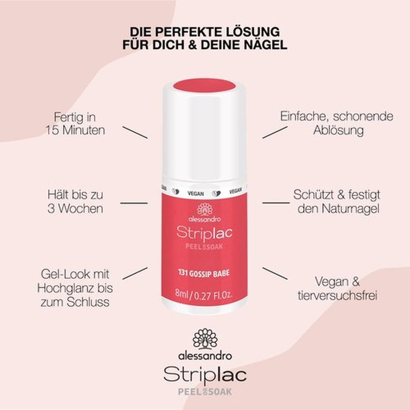 alessandro Striplac Peel or Soak Nail Polish -131 Gossip Babe for Women - 0.27 oz