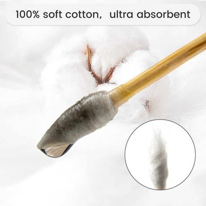 200PCS Precision Long Cleaning Swabs, 6 Inch Pointed Cotton Swabs - Lint Free Sturdy Cotton Swabs with Bamboo Handle - Long Cotton Swab for Gun Cleaning, Makeup, Electronic