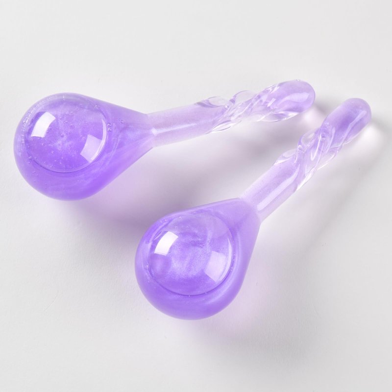 Facial Ice Globes, Cryo Cooling Balls with Anti-Slip Handle for Face, Eyes & Neck, Relaxing Beauty Massage Tool for Soothing and Refreshing Skincare Routine, Quicksand Purple
