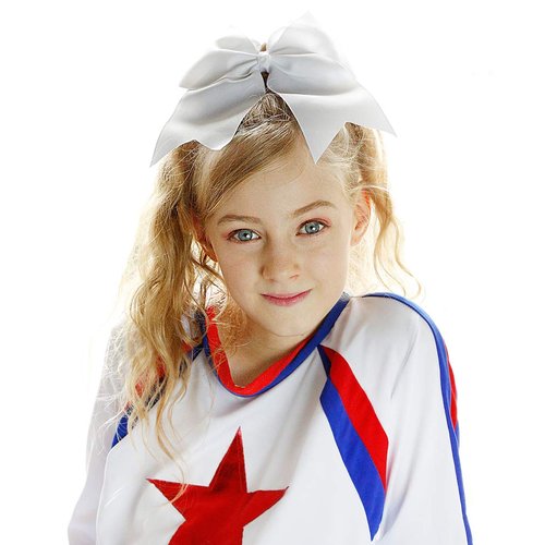 DEEKA 12PCS 8" Large Cheer Hair Bows Ponytail Holder Handmade for Teen Girls Softball Cheerleader Sports-Red