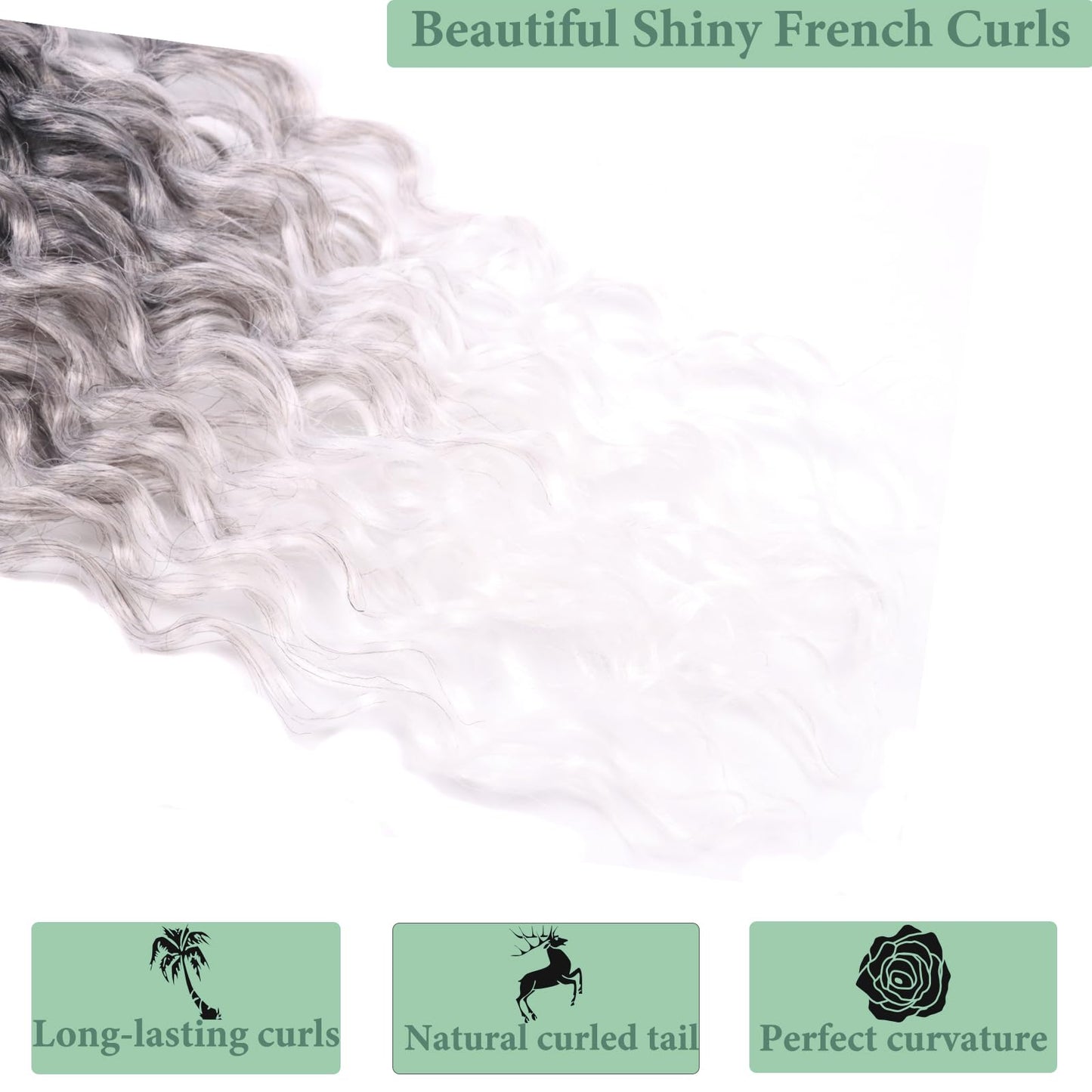 Deep Faux Locs Crochet Hair With Curly Ends 14 Inch Soft Locs Pre looped Goddess Locs Crochet Hair Deep Wave Crochet Braids for Women Locs Crochet Hair(Black to white)