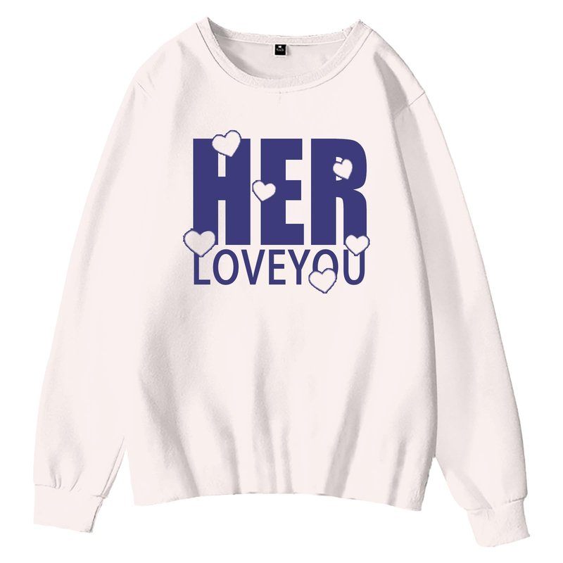 domirica Cream Personalized Gifts Unisex Long Sleeve Pullover Crewneck Oversized Custom Hoodies 2025 Valentines Day Gift For Couple Fashion Funny Matching Custom Sweatshirts,L