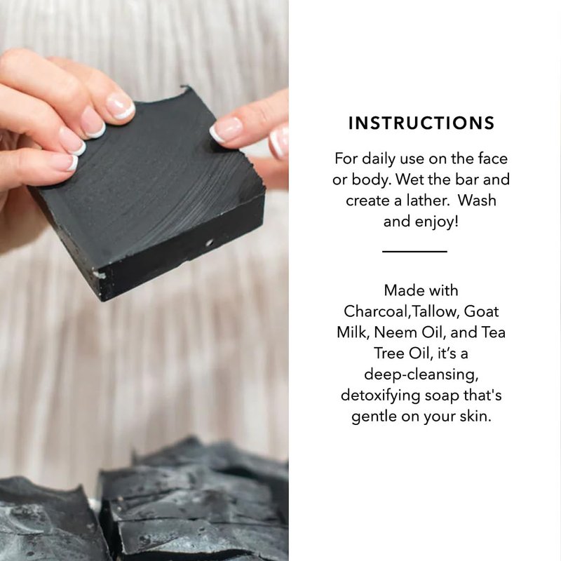 Pretty farm girl Charcoal Beef Tallow Soap & Goat Milk Soap – Clear & Deep Cleanse Natural Soap with Activated Charcoal – Handmade Organic Soap Bar for Acne & Oily Skin – Fragrance Free Bar Soap