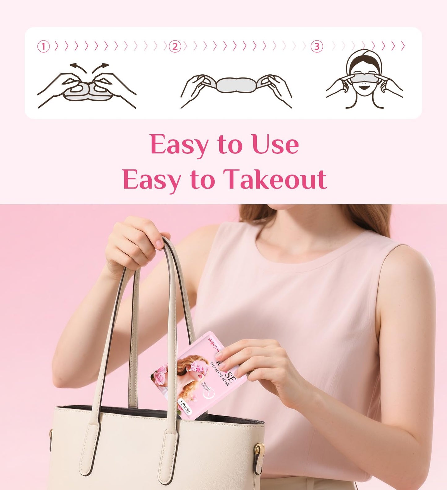 ZHENYEMEI 6 Packs Rose Heated Eye Mask - Heating Eye Mask Warm Compress for Dry Eyes Puffiness Dark Circles Sleep Stye Irritation Stress Relief Self Care Wellness Spa Relaxation Gift