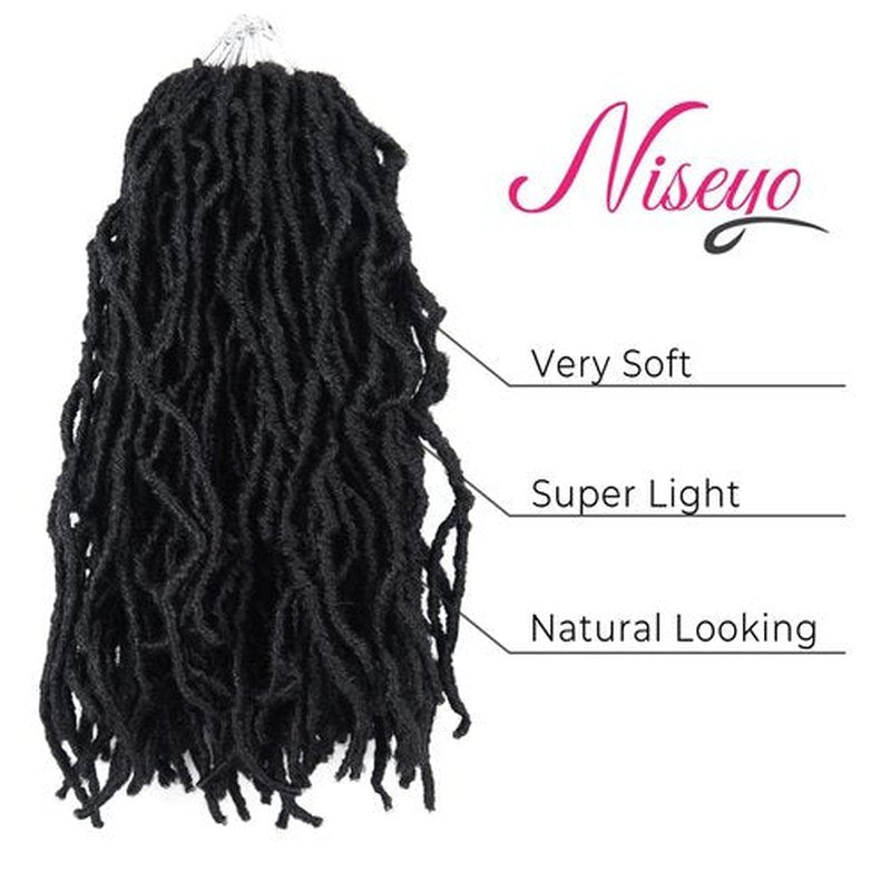 Niseyo Faux Locs Crochet Hair 14 Inch Soft locs, 6 Packs Short Crochet Locs Pre Looped Crotchet Straight Synthetic Hair Extensions (1B, Natural Black)